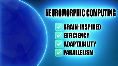Neuromorphic Computing - Neon text on blue background Stock Footage 302481694