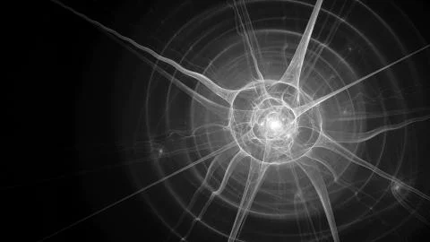 Neuron with axons black and white template Illustrazione stock