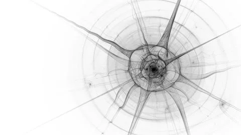 Neuron with axons inverted black and white template Stock Illustration