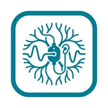 Neuron with branches and electrical impulse for neuroscience. Иллюстрация