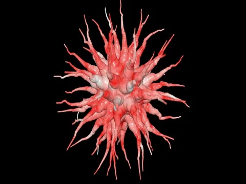 Neuron, cancer, microbe, virus, bacteria growing many tendrils, arms Stock Footage 75464371
