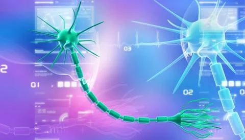 Neuron cell in abstract design Illustrazione stock