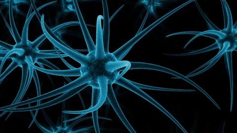 Neuron cell activity networkelectric impulses passes by it inside the brain Stock Footage 82954166