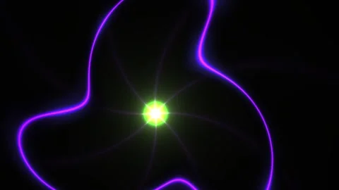 Neuron cell with glowing green center and purple outline on black background. Stock Footage 337516768
