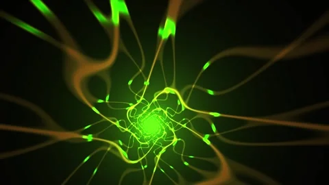 Neuron Cell Glowing Green Neural Network. Stock Footage 334343739
