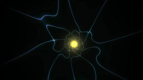 Neuron cell with glowing yellow nucleus and blue green neural network conne.. Stock Footage 335965955