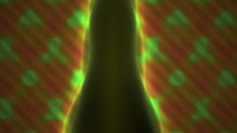 Neuron cell microscopy with green spots on red background. Stock Footage 335538517