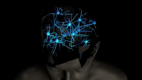 Neuron cell network inside the brain Stock Illustration