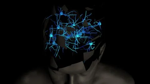 Neuron cell network inside the brain Stock Illustration