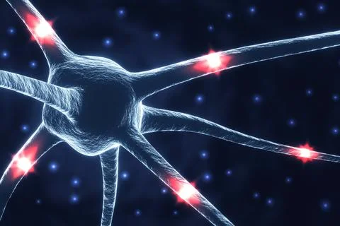 Neuron cells with glowing link knots Stock Illustration