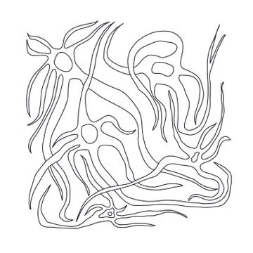 Neuron cells with long axons. Vector illustartion. Stock Illustration