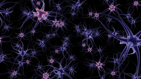 Neuron Cells, with sending informations, simulation Stock Footage 73500571