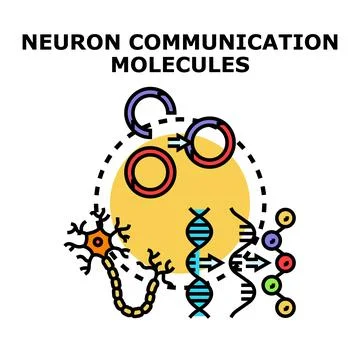 Neuron communication molecules and genetic information process Illustrazione stock