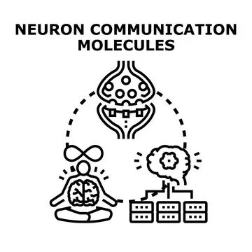 Neuron communication molecules and mental wellness concept Stock Illustration
