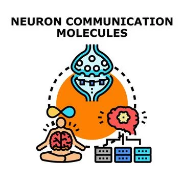 Neuron communication molecules and mental wellness concept Stock Illustration