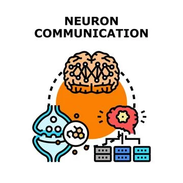 Neuron communication process linking brain and data Stock-Illustration