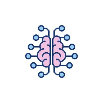 Neuron Connections in Human Brain colored vector icon Illustrazione stock