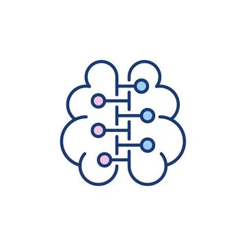Neuron Connections in Human Brain vector colored icon Stockillustratie