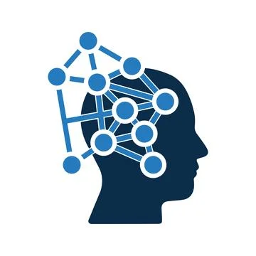 Neuron connections icon with a head, Stock Illustration
