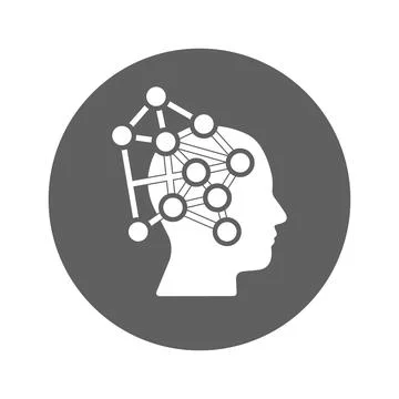Neuron connections icon with a head, Stock Illustration