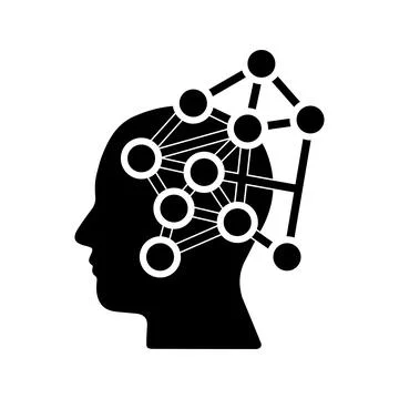 Neuron connections icon with a head, Stock Illustration