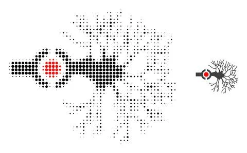 Neuron Digital Interface Halftone Dotted Icon Stock Illustration