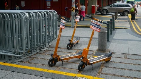 Neuron E-Scooters for Rent Stock Footage 106711781