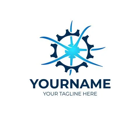 Neuron in gear, engineering and innovation, logo design Stock Illustration