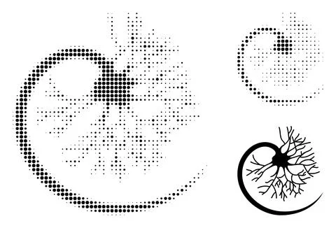Neuron Halftone Dotted Icon Stock Illustration