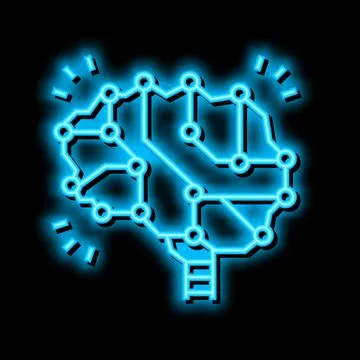 Neuron knowledge brain neon glow icon illustration Stock Illustration