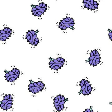 Neuron knowledge brain vector seamless pattern Stock Illustration