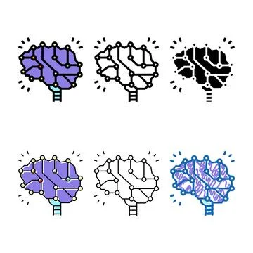 Neuron knowledge variants brain color icon vector 库存插图