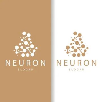 Neuron Logo, Neuron Nerve or Seaweed Vector Abstract Molecule Design, Templ.. Illustrazione stock