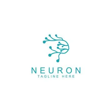 Neuron logo or nerve cell logo with concept vector illustration template. Stock Illustration