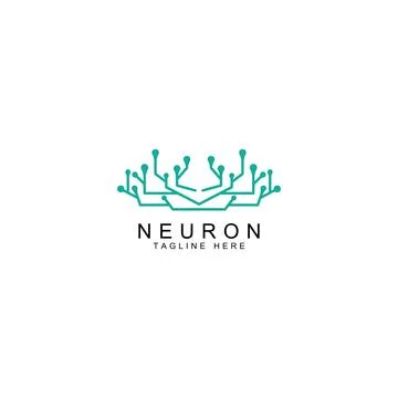 Neuron logo or nerve cell logo with concept vector illustration template. Illustrazione stock