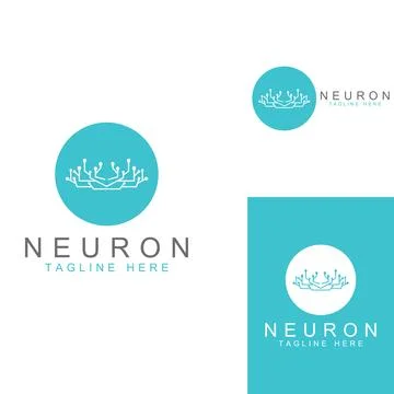 Neuron logo or nerve cell logo with concept vector illustration template. Stock Illustration