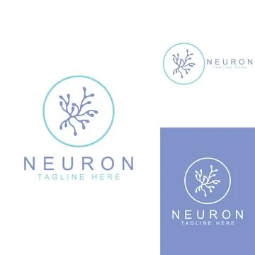 Neuron logo or nerve cell logo with concept vector illustration template. Stock Illustration