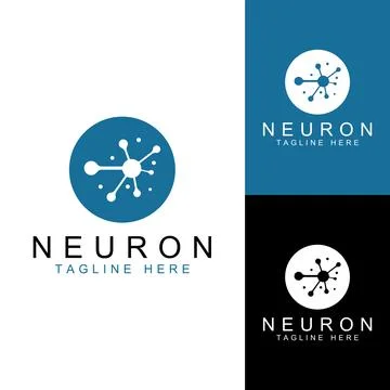 Neuron logo or nerve cell logo with concept vector illustration template. Stock Illustration