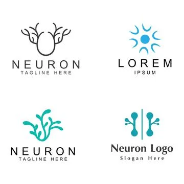 Neuron logo or nerve cell logo with concept vector illustration template. Illustrazione stock