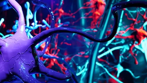Neuron model showing neural network, brain activity, connection, and science Stock Footage 323379723