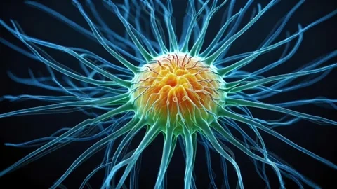 Neuron nerve cell with detailed structure 스톡 동영상 308533041