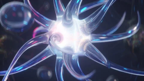 Neuron nerve cell with electricity sparks seamless loop 3D render animation Stock Footage