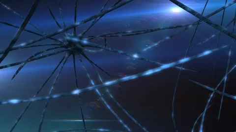 Neuron network fantasy fly-through visualisation Stock Footage