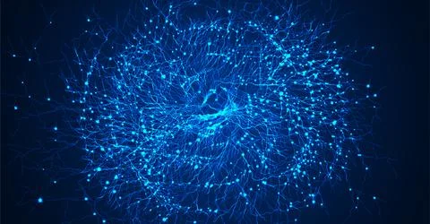 Neuron network. Neural net structure. Digital artificial organism. Human mind 스톡 일러스트