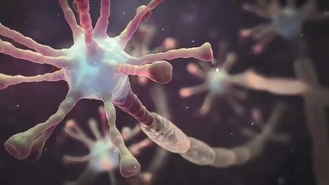 Neuron research exploding degenerating neuron nervous system research brain n Illustrazione stock