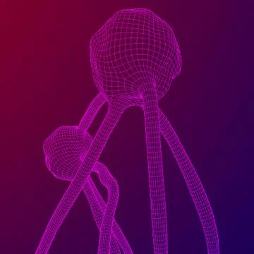 Neuron system wireframe mesh model Stock Illustration