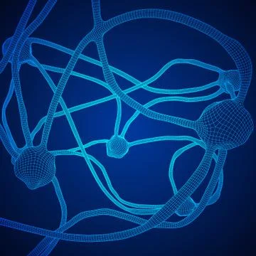 Neuron system wireframe mesh model Stock Illustration