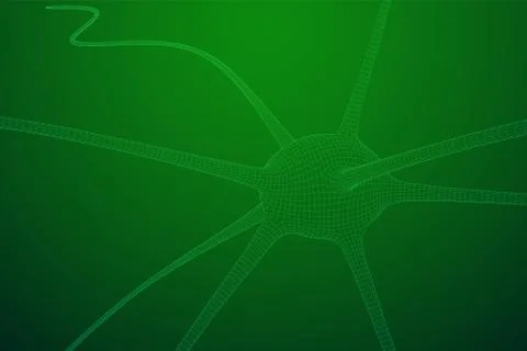 Neuron system wireframe mesh model. Stock Illustration