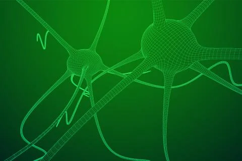 Neuron system wireframe mesh model. Stock Illustration