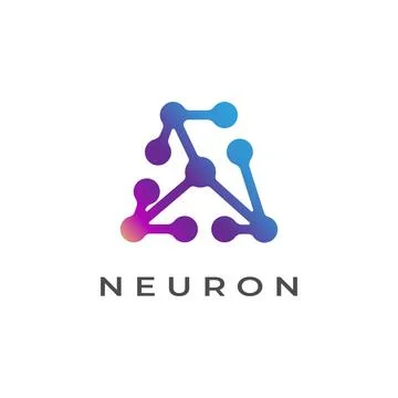 Neuron Vector Logo forming Letter A Typography Design. Triangle Neurons Ill.. Stock Illustration
